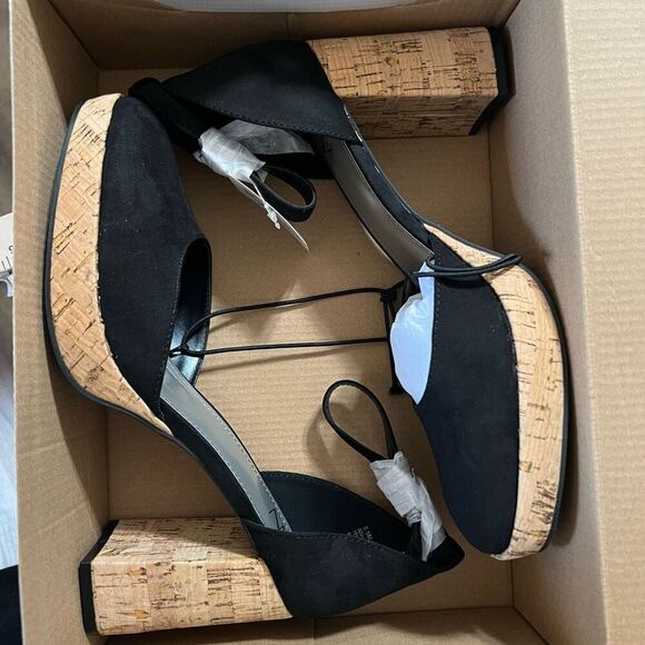 NWT WORTHINGTON Panama 9.5 Black Closed Toe Platform Heels Ankle Strap $70 MSRP - Picture 5 of 12